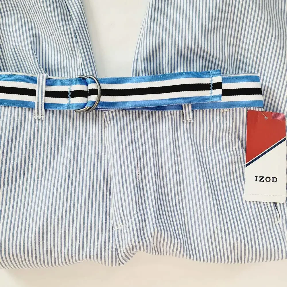 New Izod pinstripe pants and belt size 8
